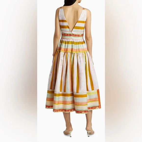 HUNTER BELL- Mara dress, Striped Multicolor Midi - Picture 2 of 3